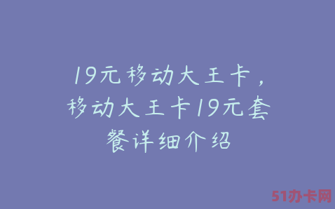 中国移动大王卡19元套餐详细介绍